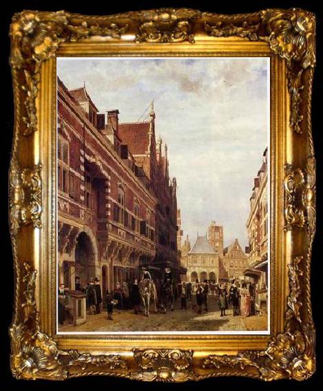 framed  unknow artist European city landscape, street landsacpe, construction, frontstore, building and architecture.112, ta009-2